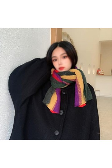 DYXYH Écharpe tricotée Arc-en-Ciel Écharpe Femme Automne et Hiver Dual-Usage Chaud Hiver Foulard Mignon Color : A, Size : On