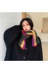 DYXYH Écharpe tricotée Arc-en-Ciel Écharpe Femme Automne et Hiver Dual-Usage Chaud Hiver Foulard Mignon Color : A, Size : On