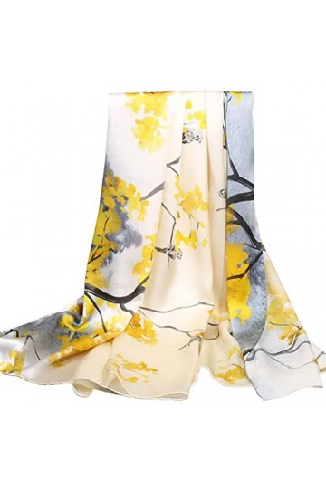 SISWIM Femme Écharpe Châle en Soie de mûrier à la Mode et Polyvalent Printemps et Automne écharpe Jupe et Robe Cadeau de la S