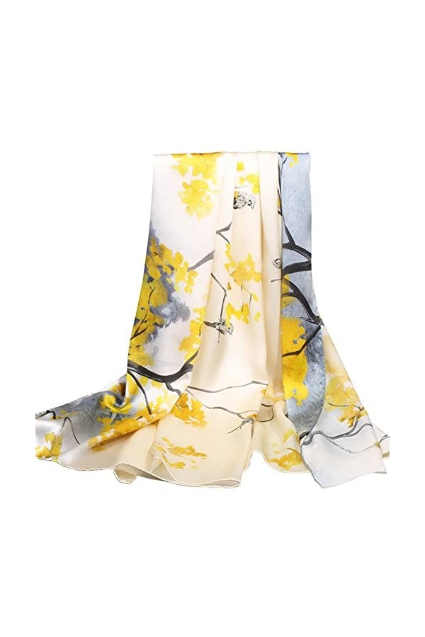 SISWIM Femme Écharpe Châle en Soie de mûrier à la Mode et Polyvalent Printemps et Automne écharpe Jupe et Robe Cadeau de la S
