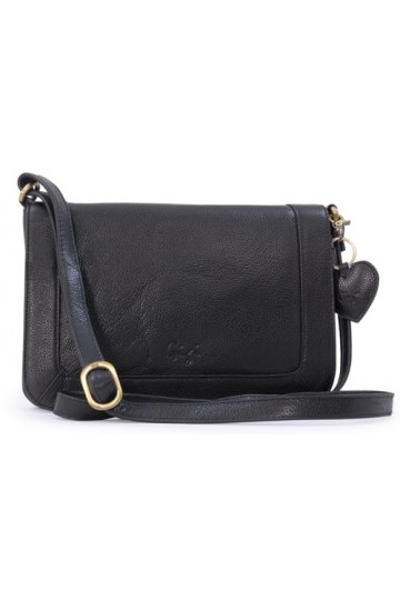 Gigi - Cuir Véritable - Sac à Main/Sac Bandoulière/Sac Besace avec Rabat/Sac Porté Croisé - Femme - 8948AG - Noir