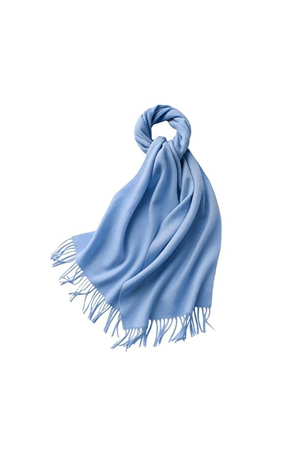 ZOOPX Écharpe en Cachemire Pashmina, châles et écharpes en Pashmina Doux pour Femmes pour Toutes Les Saisons,Blue B-180X35cm