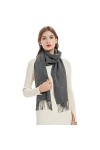 ZOOPX Écharpe en Cachemire Pashmina, châles et écharpes en Pashmina Doux pour Femmes pour Toutes Les Saisons,white-180X35cm