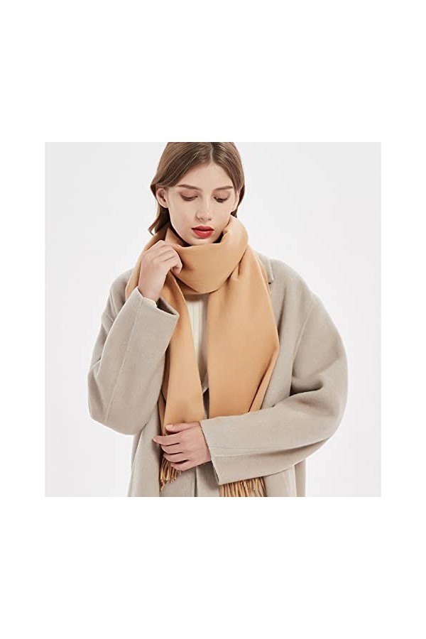 ZOOPX Écharpe en Cachemire Pashmina, châles et écharpes en Pashmina Doux pour Femmes pour Toutes Les Saisons,white-180X35cm