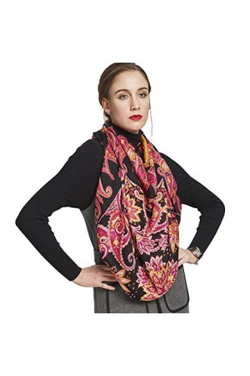 DANA XU 60% Laine 40% Soie Pashmina Châles et Wraps Écharpe Bandana Cou Wrap Pour Femmes, Noir 02, 51.18*51.18 INCH