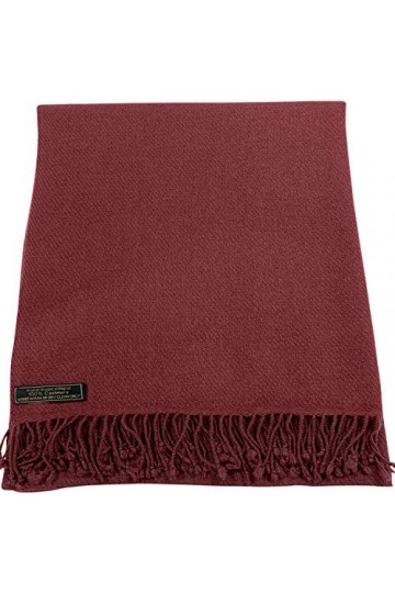 CJ Apparel Écharpe Pashmina 100 % cachemire fabriquée à la main au Népal, bordeaux, taille unique