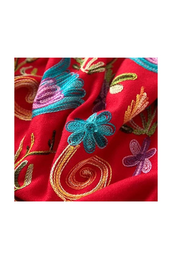 Broderie Cachemire Écharpes Vintage Hiver Femmes Écharpe Longue Taille Châles et Wraps Lady Soft Warmer Foulard Couleur : E 
