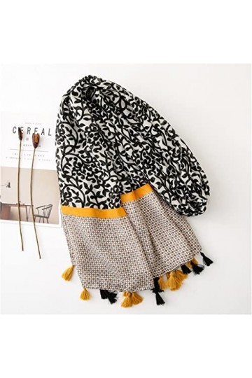 Yalych Femmes Floral Chaîne Patchwork Gland Viscose Châle Écharpe Lady Pashmina Stole 180 * 90Cm Décoration de la Robe