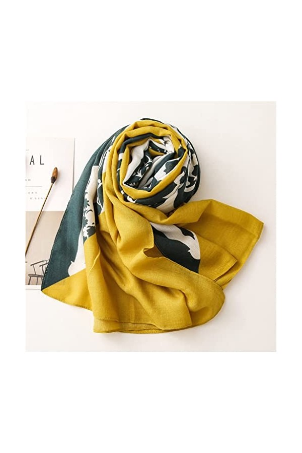 Yalych Écharpe châle en Viscose Lady Print Pashmina Stole Wrap Hijabs Décoration de la Robe