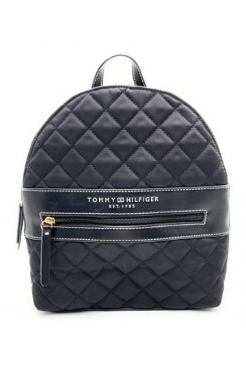 Tommy Hilfiger BagPack5018 Sac à dos de ville - Noir - Aspect matelassé - 30 x 25 x 12 cm - Poignée de transport - Bagage à m
