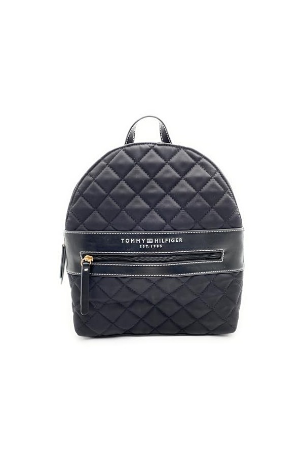Tommy Hilfiger BagPack5018 Sac à dos de ville - Noir - Aspect matelassé - 30 x 25 x 12 cm - Poignée de transport - Bagage à m