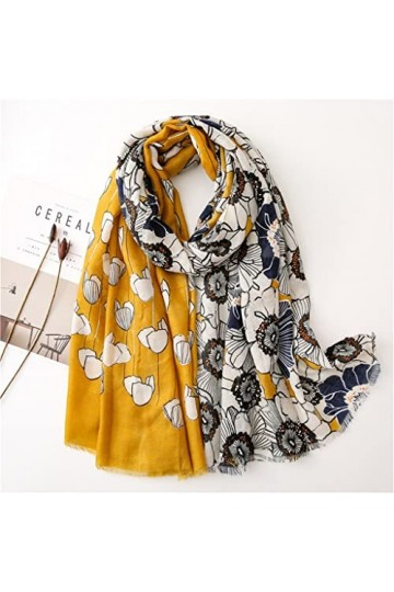 Yalych Paillettes Floral Patchwork Gland Viscose Écharpe Dame Imprimer Doux Châles et Wraps Pashmina Foulards Décoration de l