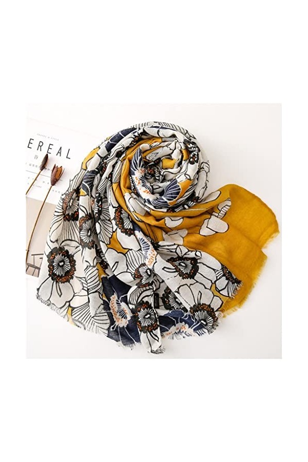 Yalych Paillettes Floral Patchwork Gland Viscose Écharpe Dame Imprimer Doux Châles et Wraps Pashmina Foulards Décoration de l