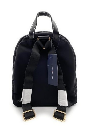 Tommy Hilfiger BagPack5018 Sac à dos de ville - Noir - Aspect matelassé - 30 x 25 x 12 cm - Poignée de transport - Bagage à m
