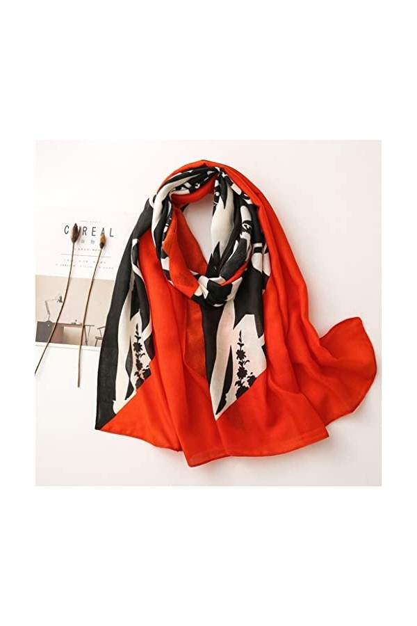 Yalych Écharpe châle en Viscose Florale Abstraite Lady Print Pashmina Stole Wrap Hijabs Sjaal Décoration de la Robe