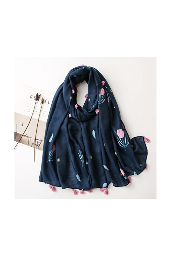 Yalych Foulard Châle Viscose Floral Lady Wrap Pashmina Étole Hijab 180 * 90Cm Décoration de la Robe Color : E, Size : 180cm*