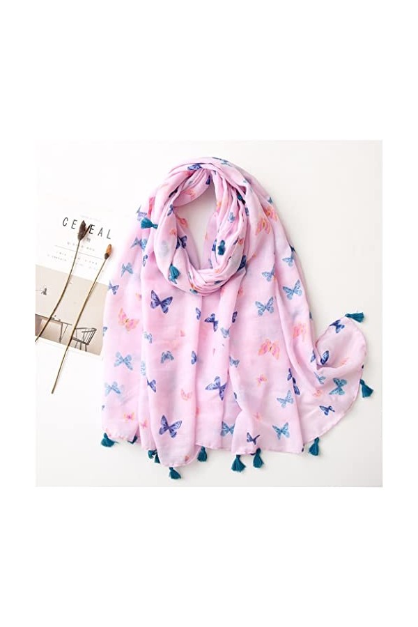 Yalych Garden Floral Viscose Châle Écharpe Lady Wrap Pashmina Stole Hijab 180 * 90Cm Décoration de la Robe Color : E, Size :