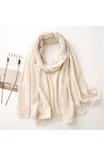 Kigauru Écharpe Automne Hiver Dentelle Point Floral Viscose Écharpe Lady Châles et Wraps Pashmina Stole Foulards 180 * 90Cm 