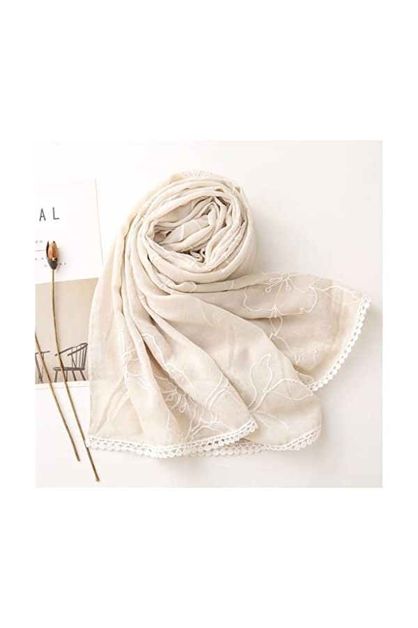 Kigauru Écharpe Automne Hiver Dentelle Point Floral Viscose Écharpe Lady Châles et Wraps Pashmina Stole Foulards 180 * 90Cm 