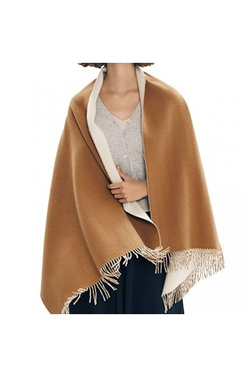 ellis FIBRE Châle et écharpe pour femme 100 % alpaga pour robe de soirée, mariage, hiver, chaud et doux, camel, défaut