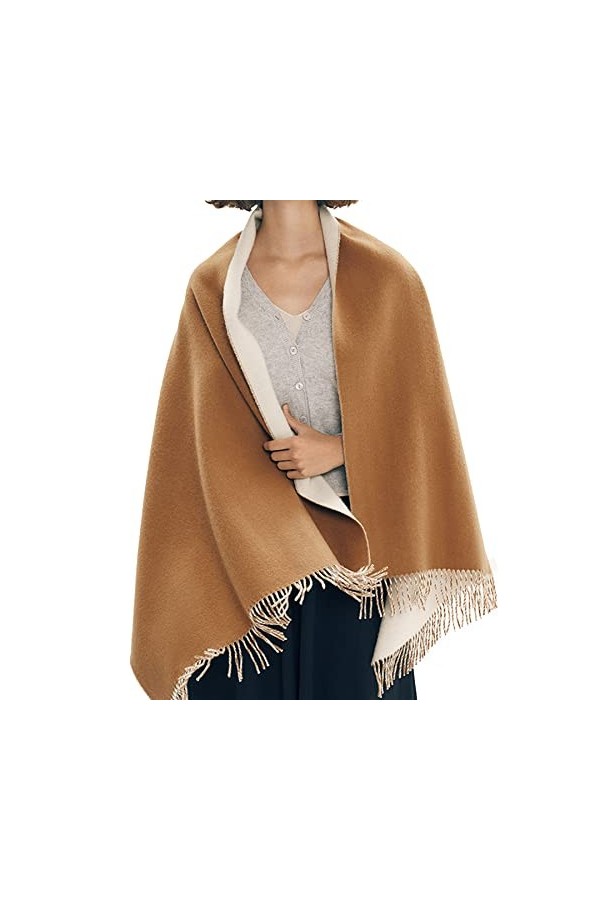 ellis FIBRE Châle et écharpe pour femme 100 % alpaga pour robe de soirée, mariage, hiver, chaud et doux, camel, défaut