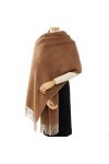 ellis FIBRE Châle et écharpe pour femme 100 % alpaga pour robe de soirée, mariage, hiver, chaud et doux, camel, défaut