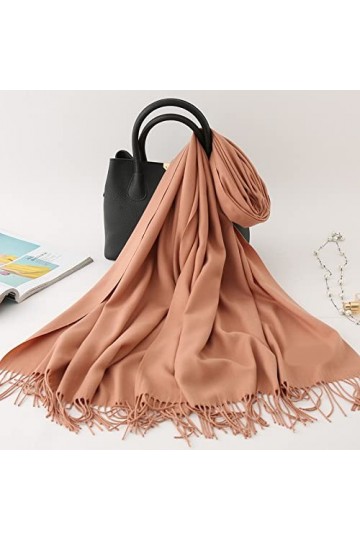 Écharpe pour femme - Écharpes en cachemire pour femmes Châles et écharpes en pashmina doux Couleur unie Long Grand Hiver Chau