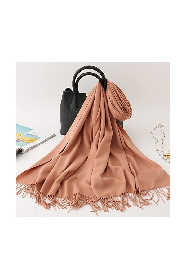 Écharpe pour femme - Écharpes en cachemire pour femmes Châles et écharpes en pashmina doux Couleur unie Long Grand Hiver Chau