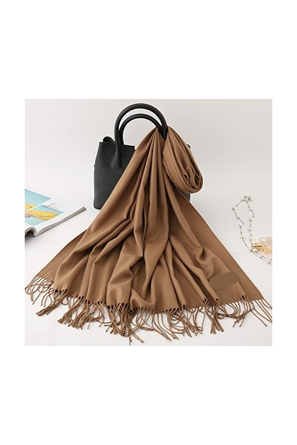 Écharpe pour femme - Écharpes en cachemire pour femmes Châles et écharpes en pashmina doux Couleur unie Long Grand Hiver Chau
