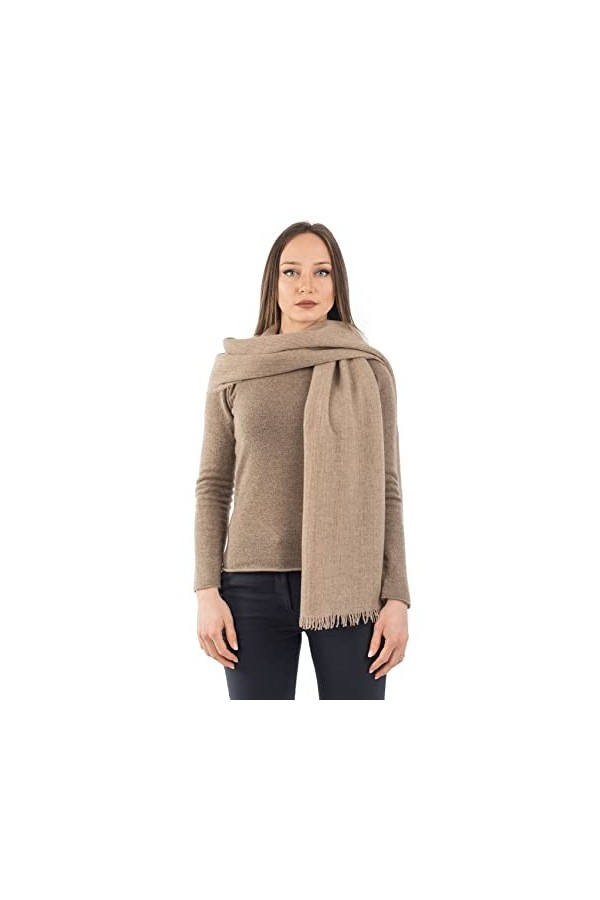 DALLE PIANE CASHMERE - Pashmina 100% cachemire - Made in Italy - Femme, Couleur: Vison, Taille unique