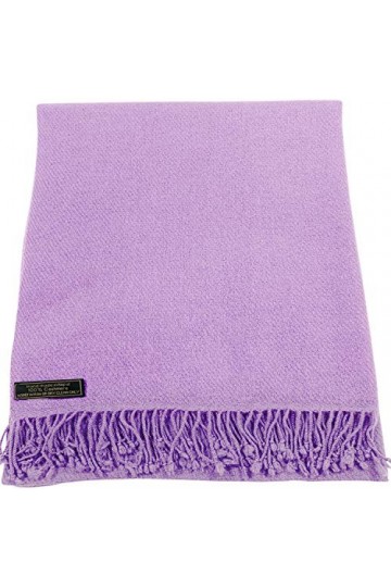 CJ Apparel Lilas Couleur Unique Style Tissé en Sergé 100% Cachemire Châle Echarpe Manteau Etole Plaid Pashmina Nouvelle