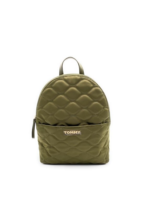 Tommy Hilfiger BagPack9649 Sac à dos de ville - Vert olive - Aspect matelassé - 35 x 30 x 10 cm - Poignée de transport - Baga