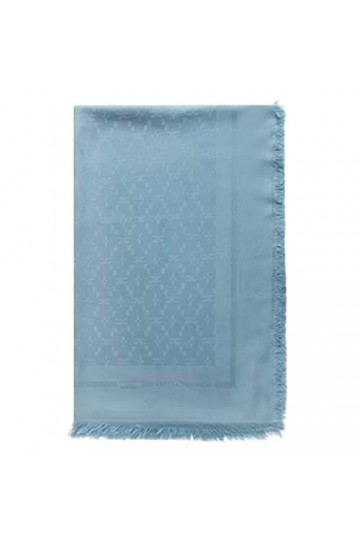 Elisabetta Franchi Kefiah SC03F31E2 pashmina papier de sucre, Bleu dragée, 140x140