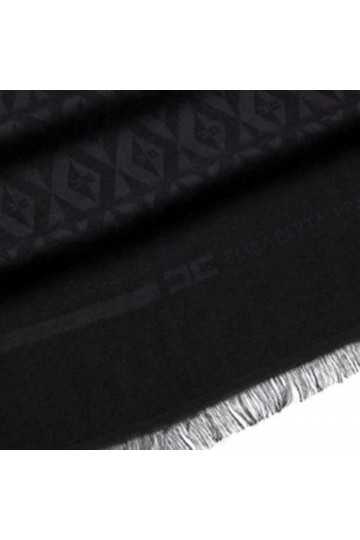 Elisabetta Franchi Pashmina Art SC02F36E2 Motif jacquard à losanges Noir 200 x 70 cm, Noir , 200x70cm
