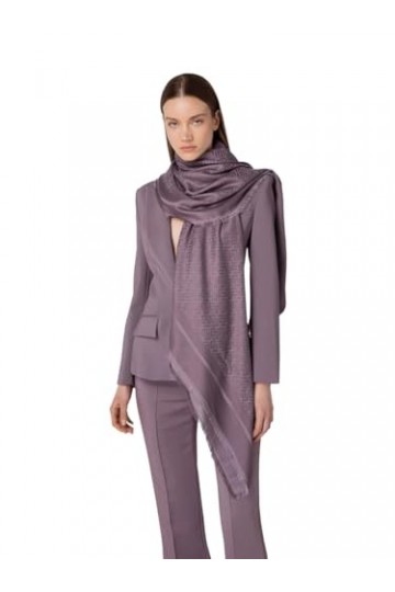 ELISABETTA FRANCHI Pashmina en jacquard avec logo Candy Violet SC01F36E2 BI3, aubergine, Taille Unique