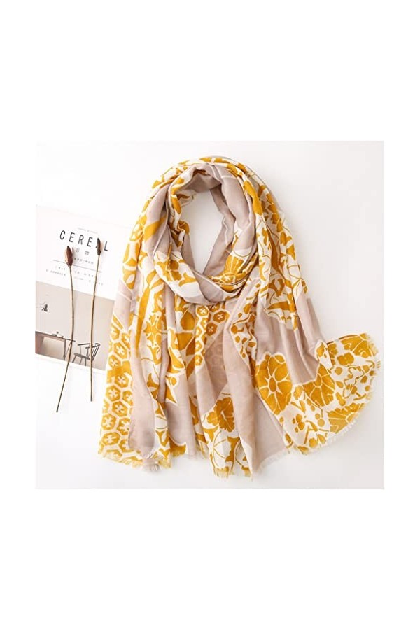 Kigauru Écharpe Femmes Chine Pure Floral Fringe Viscose Châle Écharpe Printemps Été Wrap Pashmina Étole Foulard Bufandas Col