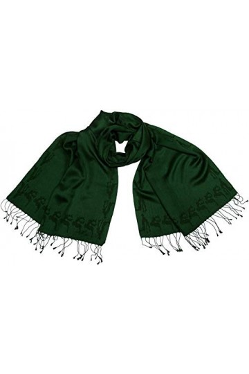 Pashmina 70 Cashmere 30 Écharpe en soie avec cerf tissé à la main Vert foncé