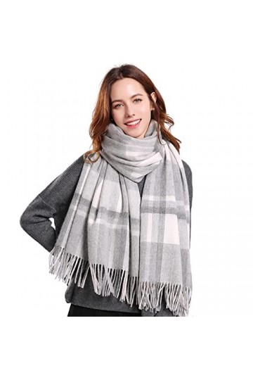 OVLAJ Echarpe Femme Cachemire Écharpe en Laine À Carreaux pour Les Femmes Châles dhiver Et Enveloppe Les Dames Épaissis Le P