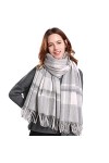 OVLAJ Echarpe Femme Cachemire Écharpe en Laine À Carreaux pour Les Femmes Châles dhiver Et Enveloppe Les Dames Épaissis Le P