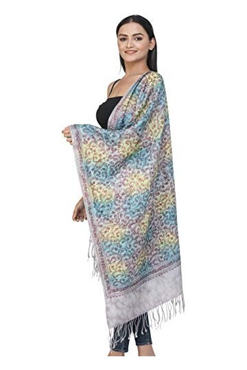 Exotic India Violet-Ice Étole en laine Ari avec broderie Gris