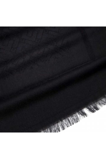 Elisabetta Franchi Jacquard Pashmina avec logo noir, 140 x 140 cm, Noir , 140x140cm