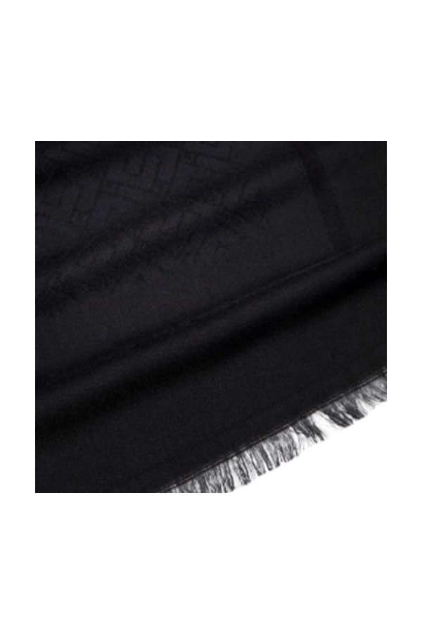 Elisabetta Franchi Jacquard Pashmina avec logo noir, 140 x 140 cm, Noir , 140x140cm