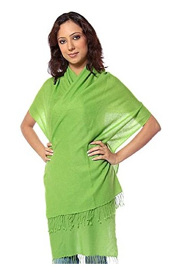 Exotic India Pashmina vert citron pur du Népal