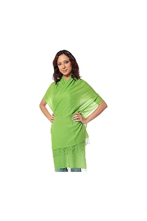 Exotic India Pashmina vert citron pur du Népal
