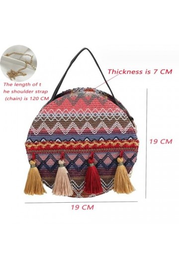 OKEDAR Sac Bohème Sac Bandoulière Rétro Tissé Bohème Cabas Sacs Portés Boheme Rond en Sac Bandoulière Fait Main Sac Rond pour