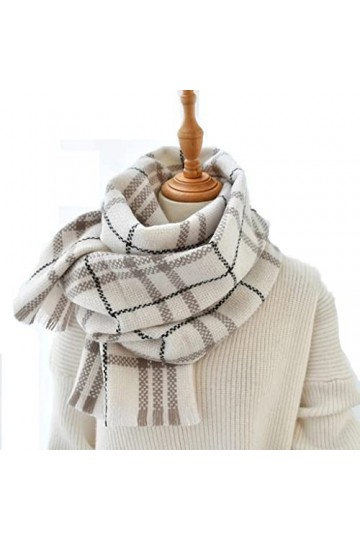 Châle en laine classique gris à carreaux longue écharpe pour femme hiver décontracté bandana chaud pashmina couleur : B, tai
