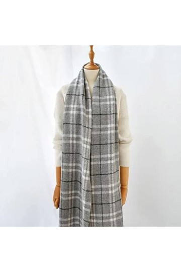 Châle en laine classique gris à carreaux longue écharpe pour femme hiver décontracté bandana chaud pashmina couleur : B, tai