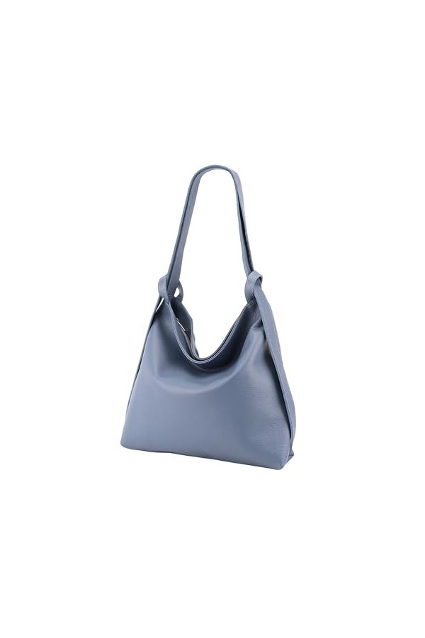 SH Leder Rica G699 Sac à main 2 en 1 en cuir véritable grainé pour femme 37 x 35 cm, Noir , L