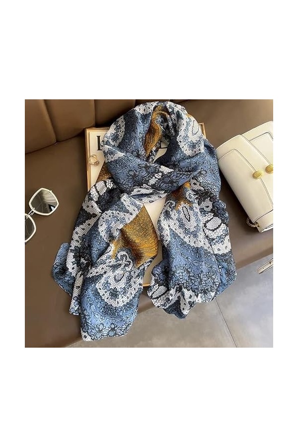 TWDYC Écharpe en Soie Femmes musulmans Hijab Long châles Enveloppement de Pashmina Print Color : A, Size : One Size 