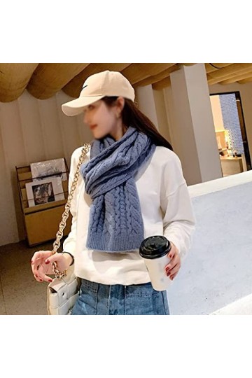 Samnuerly Écharpe dhiver, Automne Hiver Couleur Unie écharpe Femmes Tricot Laine Chaud épaissi Cou Pashmina châles et envelo